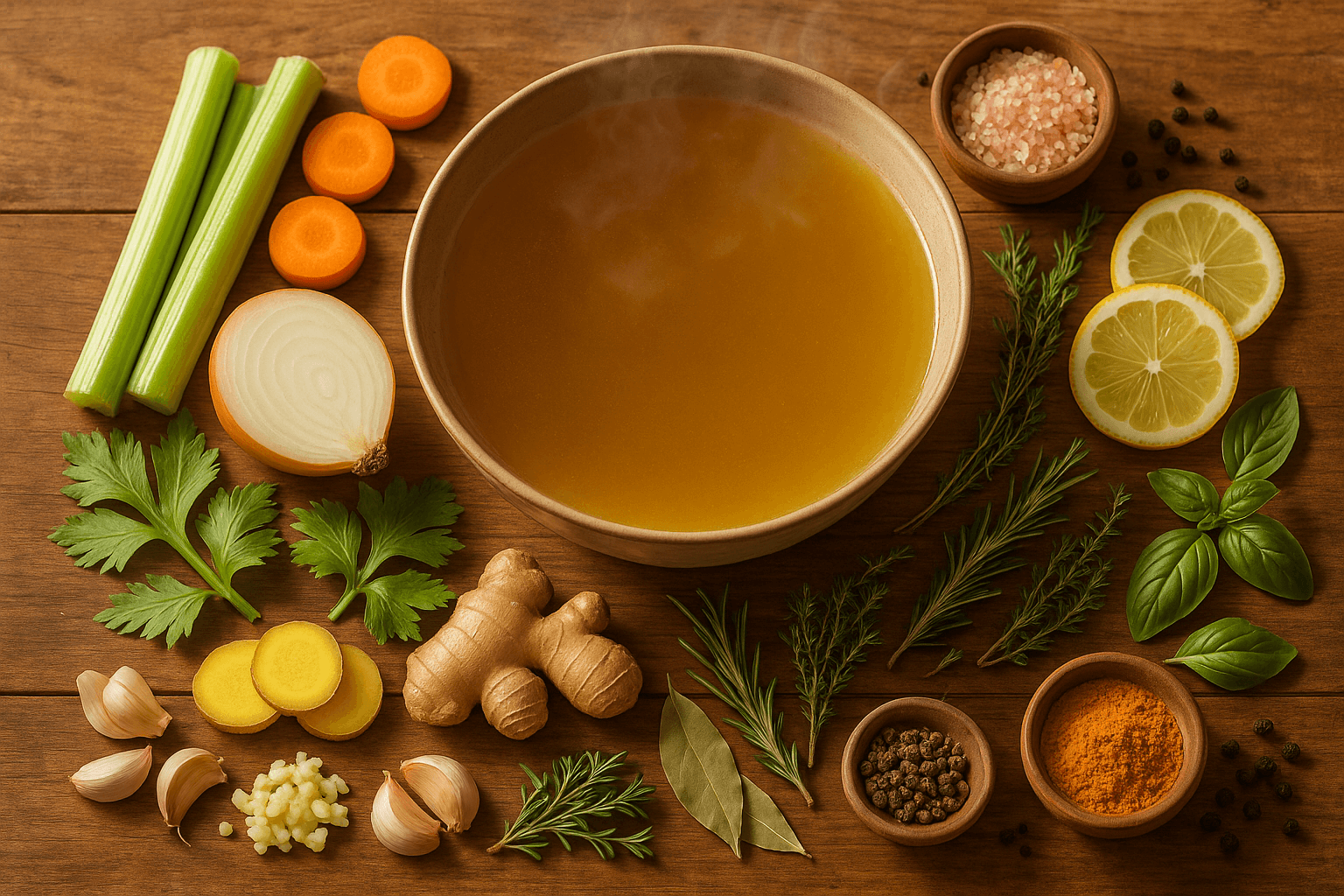 Como temperar caldo de ossos profissionalmente: ingredientes premium e especiarias frescas para temperar caldo de ossos com máxima absorção de nutrientes
