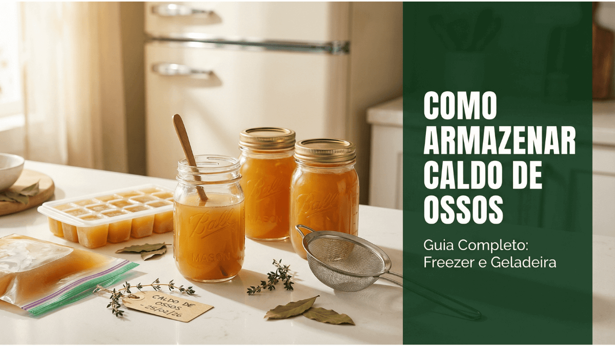 Como armazenar caldo de ossos corretamente: potes de vidro, freezer, geladeira e cubinhos de silicone para conservar todos os nutrientes