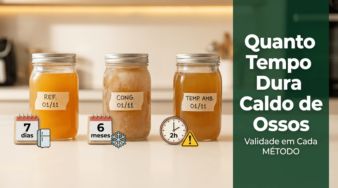 Quanto tempo dura caldo de ossos na geladeira, freezer e temperatura ambiente — tabela completa de validade e sinais de deterioração